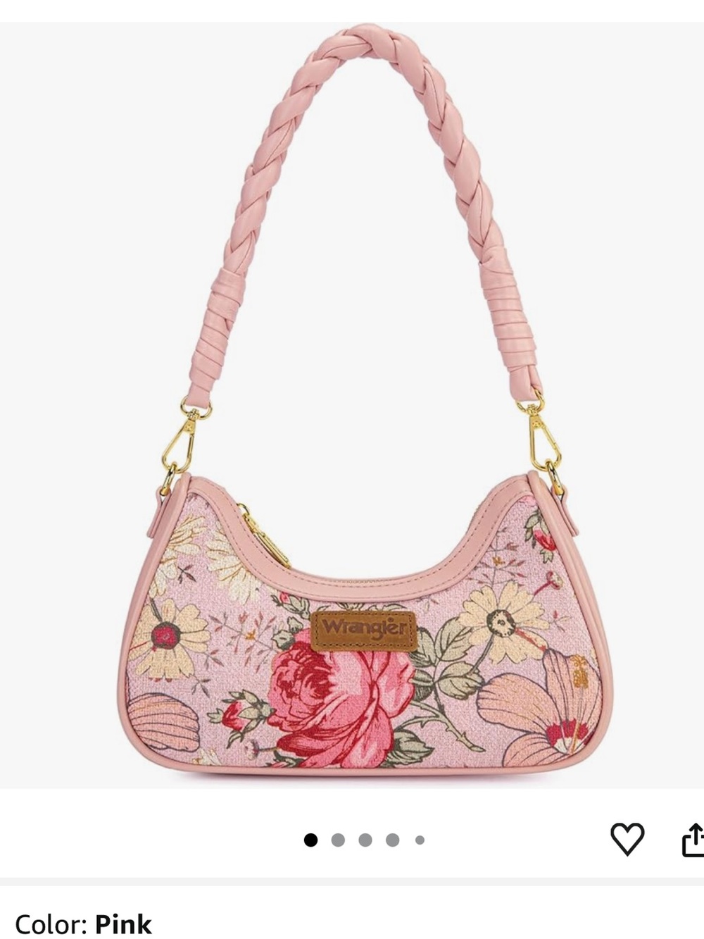 Wrangler Pink Floral Braided Handle Shoulder Bag